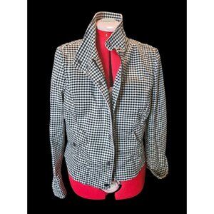 White House Black Market Womens Gingham Jacket Size 10